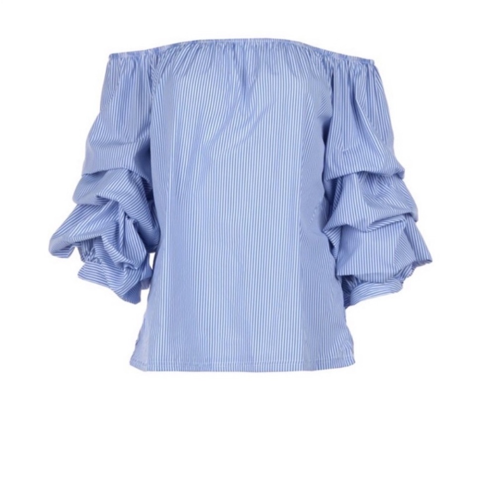 Zara Striped Off-The-Shoulder Top - Picture 2 of 6